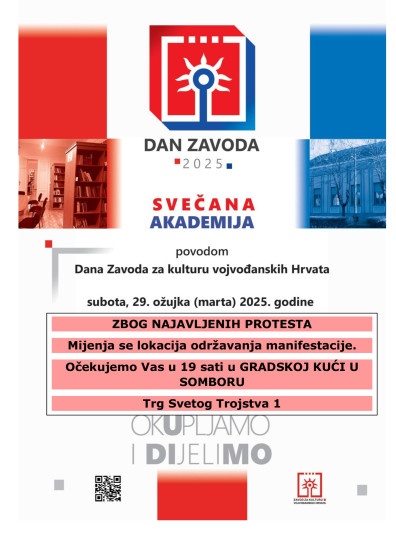 Dan Zavoda 2025. IZMJENA lokacije održavanja manifestacije