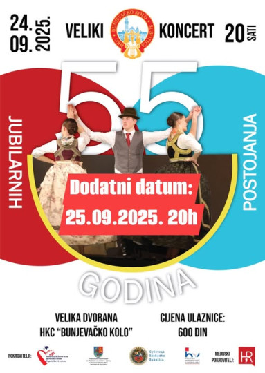 Veliki koncert u povodu 55 godina HKC-a Bunjevačko kolo - dodatni termin