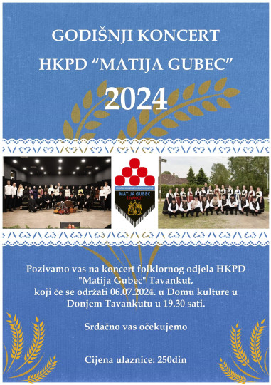Godišnji koncert folklornog odjela HKPD Matija Gubec iz Tavankuta