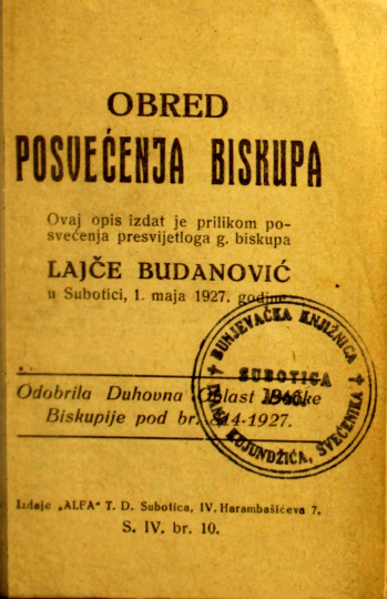 BUDANOVIĆ, Lajčo: Obred posvećenja biskupa