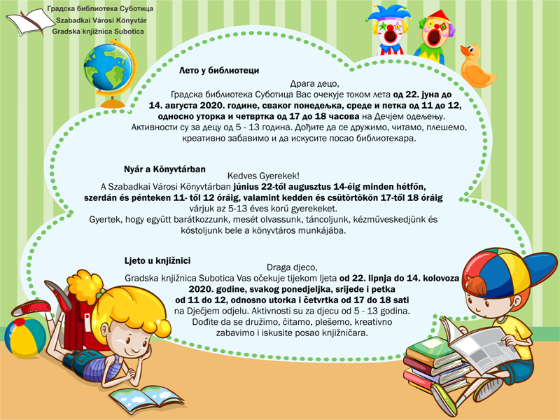 Plakat za radionice leto u biblioteci mala