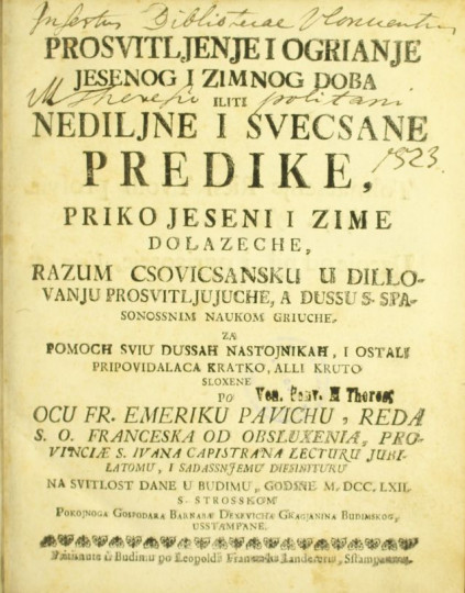 PAVIĆ, Emerik: Prosvitljenje i ogrianje jesenog i zimnog doba...