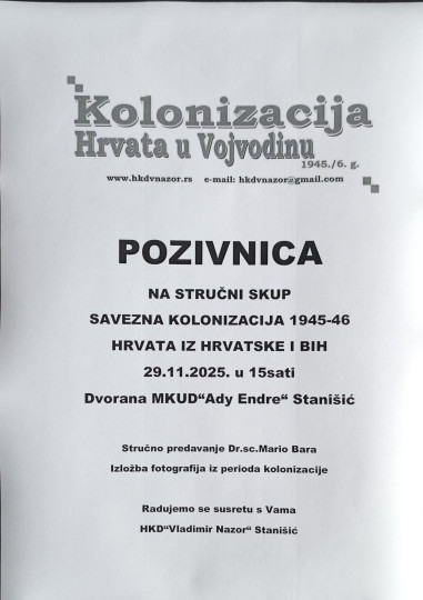 Stručni skup u Stanišiću – Kolonizacija Hrvata u Vojvodinu 1945./46.