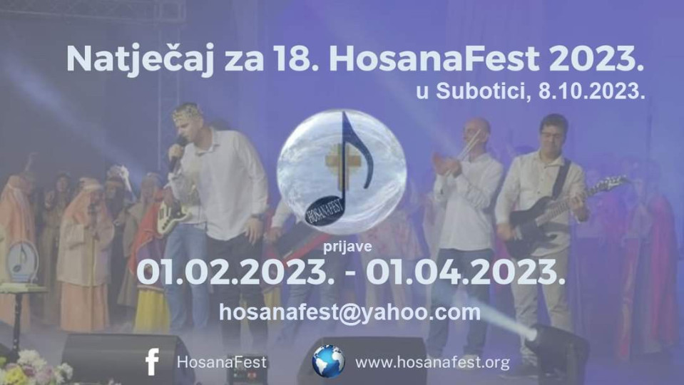 Natječaj za 18. HosanaFest 2023.