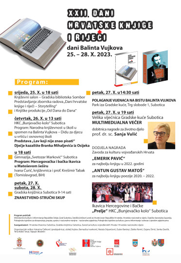 U susret 22. danima hrvatske knjige i riječi – danima Balinta Vujkova