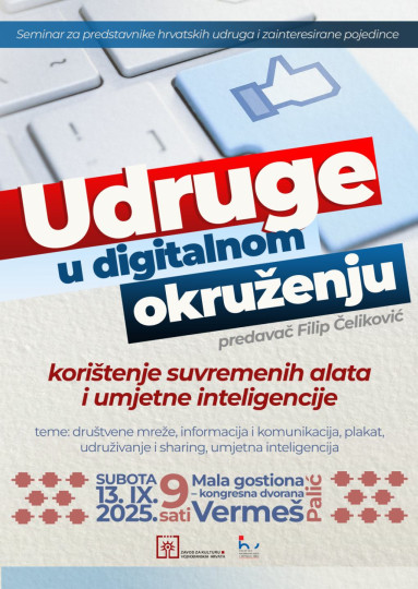 Počelo prijavljivanje za seminar Zavoda za kulturu vojvođanskih Hrvata o digitalnom okruženju i umjetnoj inteligenciji