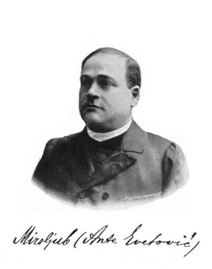 Ante Evetović Miroljub, svećenik i pjesnik (Aljmaš, 12. 6. 1862. - Valpovo, 24. 2. 1921.)